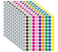 sukevitor 12 mm Colour Stickers, Sticky Labels Coloured Dots, Dot Stickers Self Adhesive, Assorted Colours for Coding Calendar Organising (20 Sheets, 2400 Pcs)