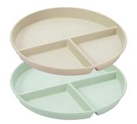 Sukevitor 2Pcs Divided Plates, Reusable Plastic Tray Three Divided Round Plate Dish Tray, Dinnerware Divider Plates Microwave and Dishwasher Safe