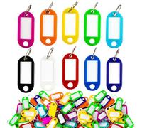 Sukh 100 PCS Key Ring Tags - Key Tags Plastic 10 Assorted Colours,Identifiers,Name and Labels,Adapt to USB Drive,Keys,Pets,Bags,Clothes Racks and Drawers,Rectangular 2.1x4.6cm