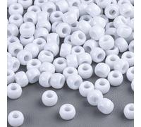 Sukh 1000+ Pcs Pony Beads - Plastic Bracelet Beads 6x9mm White Color Pony Beads for Bracelets Making Hair Beads for Braids DIY Crafts Key Chai Jewelry Making Home Decor Pony Beads Bulk