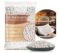 Sukh 1LB Pie Weights for Baking - Pie Crust Weights Ceramic Baking Beans for Reusable Natural Ceramic Stoneware Homemade Kitchen Must Have Round Household Steam Oven Stone