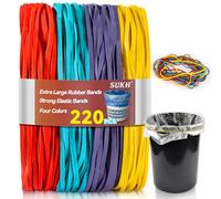 Sukh 220PCS Large Rubber Bands Heavy Duty - 7 Inches Extra Large Rubber Bands for Home Kitchen Office Huge Size Good Elasticity Jumbo 4 Colors, Ideal for Organizing Files, Newspaper, Express Box