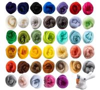 Sukh 40pcs Felting Wool Roving - Wool Roving for Needle Felting - Core Wool Roving Bulk Spinning DIY Craft Mix Color