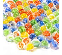 Sukh 98Pcs Glass Marbles Bulk - Thick Cat Eye Marbles, 14mm & 16mm Medium