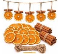 Sukh Christmas Holiday Potpourri Mix - Dried Orange Slices & Cinnamon Stick | 20Pcs Dried Orange Slice & 20Pcs Apple Piece with Hemp Rope for Christmas Decoration, Potpourri Bowl Filler DIY Holiday Decor
