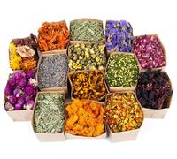 Sukh Dried Herbs Kit - Dried Botanical Ball, Soap, Candle, Perfume, Bath Bombs, Resin Jewelry Making Supplies, Fragrance Bag 14 Bags for DIY & Witchcraft Natural Dry Flowers & Herbs