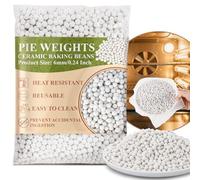 Sukh Pie Weights for Baking - 0.92LB Pie Crust Weights Ceramic Baking Beans for Blind Reusable Natural Ceramic Stoneware Homemade Kitchen Must Have Round Household Steam Oven Stone,0.24 Inch