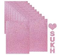 Sukh Pink Glitter Cardstock Paper - Glitter Cardstock Craft Paper A4 Thick Colored Crafts Christmas Valentines Gift Box Wrapping DIY Wedding Birthday Party Sparkle Decor Scrapbook 250GSM 10pcs