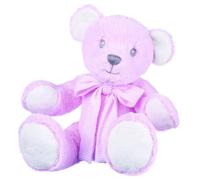 Suki Baby Hug-a-Boo Super Soft Plush Bear with Striped Cotton Bow (Large, Pink)