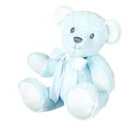 Suki Baby Hug-a-Boo Super Soft Plush Bear with Striped Cotton Bow (Medium, Blue)