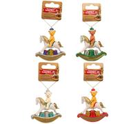 Suki Christmas Rocking Horse Glittered Christmas Tree Decoration - Customise with a NAME (Red)