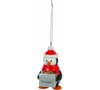 Suki Cute Penguin Christmas Tree Decoration Ornament Bauble with name (Customised - Add your own name)
