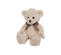 Suki Gifts Bear from The Past Ellie Soft Plush Traditional Bear (Large, Cream with Plaid Ribbon)