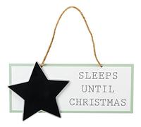 Suki Gifts Christmas Countdown Star Wooden Advent Chalkboard Plaque Sleeps Until Christmas Decoration