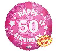 Suki Gifts Holographic Foil Balloon Pink