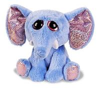 Suki Gifts Lil Peepers Fun Elsa Elephant Plush Toy with Pink Sparkle Accents (Medium, Blue)