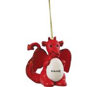 Suki Red Dragon Holding Egg (Unisex) Red Glittered Ornament - Customise with a NAME