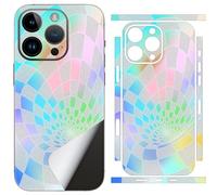 SUKIDIOVQ for iPhone 16 Pro Max Skin Wrap Phone Transparent Dazzling Colorful Vinyl Decal Glass Protector Film Protective for Back Side Borders Camera Frame Not Phone Case