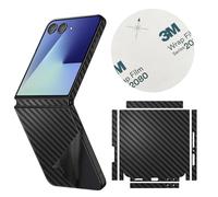 SUKIDIOVQ for Samsung Galaxy Z Flip 7 Skin Wrap Using 3M 2080 Carbon Fiber Honeycomb Camouflage Phone Sticker One-Piece Film Vinyl Decal Glass Protector for Back Side (Black Carbon Fiber)