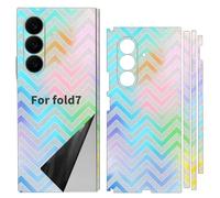SUKIDIOVQ for Samsung Galaxy Z Fold 7 Skin Wrap Using 3M Phone Sticker Film Vinyl Decal Glass Protector for Back Side Dazzling Colorful (Wave)