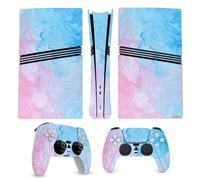 SUKIDIOVQ Full Set Skin Sticker for PS5 Pro Digital Edition Console Skin Wrap Protective Cover Decal Sticker Wrap Vinyl Mixed-Color Pattern Blue-Pink