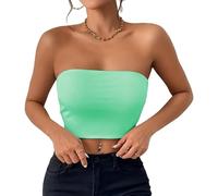 Sukiglam Tube Tops for Women Summer Strapless Crop Top Sexy Sleeveless Bandeau Vest Tops No Padded Ladies Basic Stretchy Slim Fit Backless Y2K Top Casual Going Out Outfit Light Green