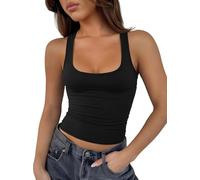 Sukiglam Vest Tops Women Uk Sexy Sleeveless U Neck Crop Top Stretchy Slim Fit Y2k Camisole Shirts Basic Summer Strappy Tank Tops Ladies Casual Going Out Outfits Sports Top for Yoga Gym Streetwear