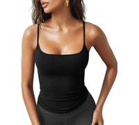 Sukiglam Womens Cami Vest Tops Summer Sleeveless U Neck Spaghetti Strap Crop Top Ladies Basic Slim Fit Strappy Tops Stretchy Lingerie Sexy Y2k Tank Top Soft Breathable Workout Camisole Shirt Black