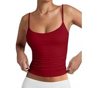 Sukiglam Womens Vest Tops Sexy Sleeveless U Neck Crop Cami Top Adjustable Spaghetti Strap Y2k Tank Top Summer Going Out Outfit Basic Slim Fit Strappy Tops Stretchy Workout Lingerie Camisole Red