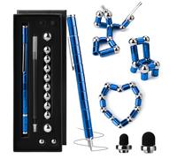 SUKIPIN Magnetic Deformable Ballpoint Pen, Multifunction Metal Fidget Toy for Adults, Stress Reliever for ADHD Austism (Blue)