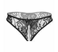 SUKIRIYA Women Sexy Floral Lace Briefs with Cute Bow Center - Black - S