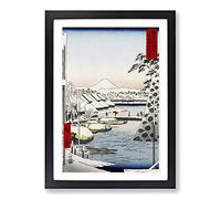 Sukiyagahsi by Utagawa Hiroshige Framed Print | A2 Black Framed Wall Art | Ready to Hang | Asian Nature Picture | Living Room Bedroom Lounge Office
