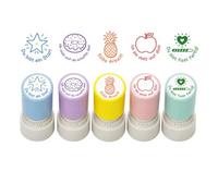 Sukizifa German Teacher Stamps Set, Cute Fruit Motivational Classroom Stamps for German Lessons, Self-Inking Reward Stamps for Homework Marking & Encouragement