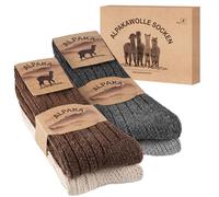 SukModen 4 Pairs Alpaca Socks Men Women Warm Wool Socks Fluffy Thermal Socks Thick Knitted Winter Socks, 4 x multi-coloured, 39-42
