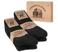 SukModen 4 Pairs Alpaca Socks Men Women Warm Wool Socks Fluffy Thermal Socks Thick Knitted Winter Socks, 4 x Black, 39-42