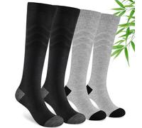 SukModen Compression Socks for Women & Men, 2 Pairs Bamboo Viscose 15-20mmHg, Knee High Cushioned Flight & Travel Support Socks for Work, Pregnancy, Nursing, Flying, Sports, Long Standing