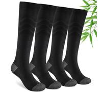 SukModen Compression Socks for Women & Men, 2 Pairs Bamboo Viscose 15-20mmHg, Knee High Cushioned Flight & Travel Support Socks for Work, Pregnancy, Nursing, Flying, Sports, Long Standing