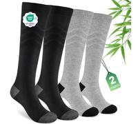 SukModen Compression Socks for Women & Men, 2 Pairs Bamboo Viscose 15-20mmHg, Knee High Cushioned Flight & Travel Support Socks for Work, Pregnancy, Nursing, Flying, Sports, Long Standing