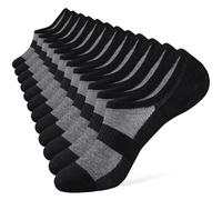 SukModen No Show Socks for Men, 6 Pairs Invisible Trainer Socks, Low Cut Cotton Thin Ankle Socks, Breathable Casual Summer Sock with Non-Slip Silicone(Black 12-15)