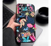 sukoly Compatible with Samsung Galaxy S24 FE Case,Cute Seaside Cartoon Pattern Soft Silicone Slim Thin Bumper Phone Case Shockproof Protective Cover,Black