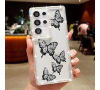 sukoly Compatible with Samsung Galaxy S24 Plus Case,Cute Butterfly Pattern Transparent Rhinestone Luxury Silicone Case,Non-Yellowing Soft Touch Protective Slim Shockproof Diamond Cover,Butterfly A891