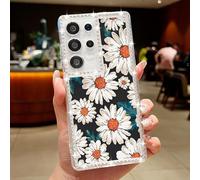 sukoly Compatible with Samsung Galaxy S25 Case,Cute Flower Pattern Transparent Rhinestone Luxury Silicone Case,Non-Yellowing Soft Touch Protective Slim Shockproof Diamond Floral Cover,Flower A853