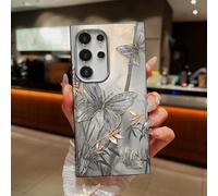 sukoly Compatible with Samsung Galaxy S25 Edge Lmitation Litchi Grain Leather Pattern Case,Cute Silver Butterfly Pattern Soft TPU Slim Fit-Drop Shockproof Camera Bump Frame Protective Cover,Black