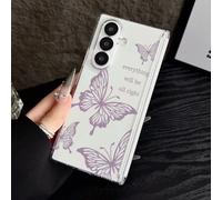 sukoly Compatible with Samsung Galaxy Z Fold 4 Clear Case,Cute Butterfly Pattern Ultra-Thin Slim Fit Cover,Transparent Crystal PC Anti Yellowing Protective Shockproof Phone Case,Butterfly A344