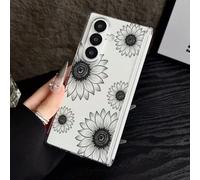 sukoly Compatible with Samsung Galaxy Z Fold 4 Clear Case,Cute Flowers Plants Pattern Ultra-Thin Slim Fit Cover,Transparent Crystal PC Anti Yellowing Protective Shockproof Phone Case,Flowers A197
