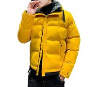 SUKORI Puffer Jacket Mens Clothing Men Winter mid-Length Colors Windproof Warm Jacket Outwear Coat Plus Size (Color : Yellow, Size : Asia 3XL 76-80kg)
