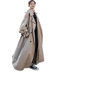 SUKORI Trench Coats For Women Spring Autumn Extra Long Flowy Oversized Casual Trench Coat for Belt Double Breasted Loose (Size : M)