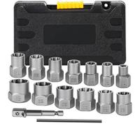Sukudon 15 PCS Locking Wheel nut Removal Tool,Socket Set， Bolt Extractor Set, 3/8” Impact Socket Set and Rounded Bolt Remover, Bolt Extractor， Stud Extractor Set