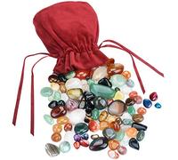 Sukudon Beautiful natural stones in Various Sizes Elegant in Red Fabric Bag Ideal for Children, Treasure Hunting, Healing Stones, Decoration, Gemstone Playing and much more.