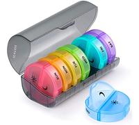 SUKUOS Weekly Pill Box 7 Day 2 Times a Day, Portable 7 Day Pill Organiser with Large Separet Compartment, BPA Free, for Pills/Vitamin/Fish Oil/Supplements - Rainbow Colors